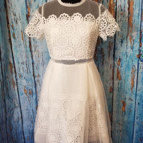 Crochet midi Wedding Engagement Dress LWD - Picture 1 of 10